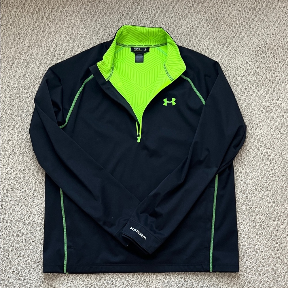 Under Armour Black with Neon Green Quarter-Zip Pullover “Storm” jacket